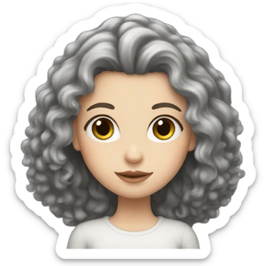 White girl with frizzy long black hair sticker