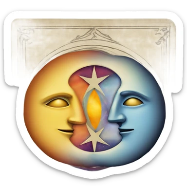Two overlapping tarot cards with a sun and a moon sticker