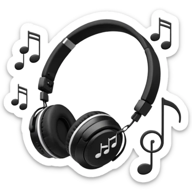 wired headphones with notes around sticker