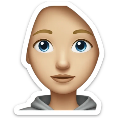 Blonde girl with straight hair and blue eye in grey hoodie  sticker