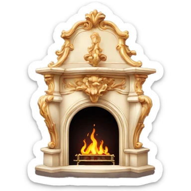 chic fireplace with fire in baroque style sticker