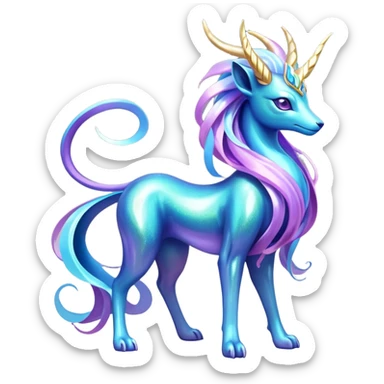 Shiny Exotic Colorful Ethereal Sparkly Amaura-Suicune-Aurorus-Fakémon-hybrid-creature (full body)  sticker