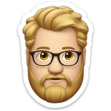 Chubby non binary Big lebowsky round glasses mid-lenght blond hair chaotic res beard vaporizer sticker