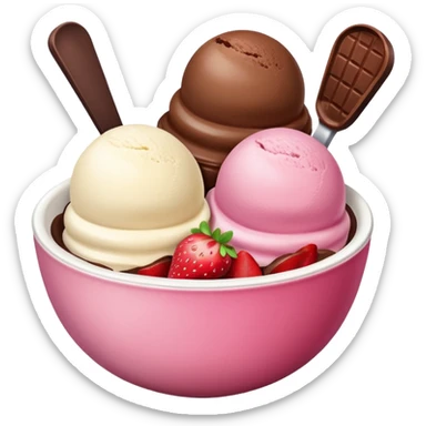 Neapolitan ice cream scoops in a bowl sticker