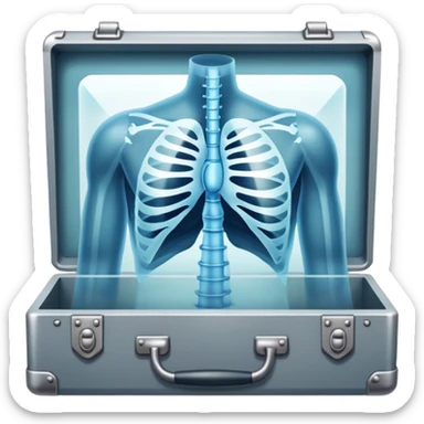 A chest x-ray with the stonks graph on top of it sticker