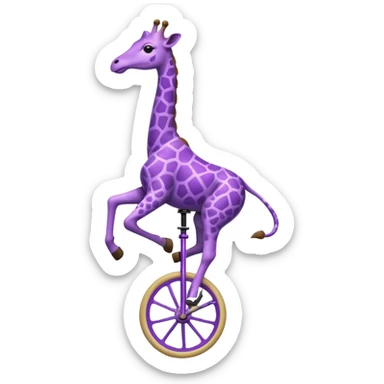 A purple giraffe riding a unicycle  sticker