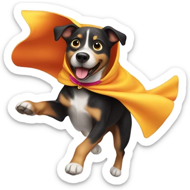 Dog flying with cape sticker