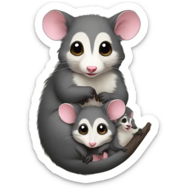 Possum with babies sticker