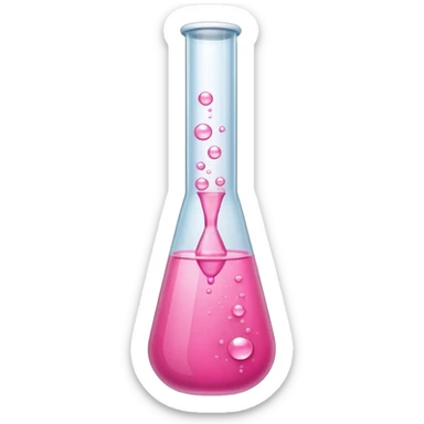 pink liquid in test tube simple bubbling tilted sticker
