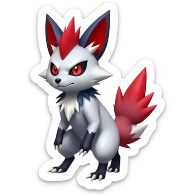 Epic Shiny Cool Edgy Punky Zangoose-Zorua-Pokemon-fakemon-hybrid-animal Full Body  sticker