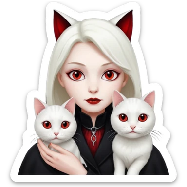 vampire with white cat on shoulder sticker