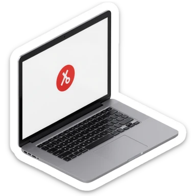 a MacBook with open screen, skeuomorphism style sticker