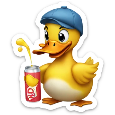 cartoon Duck doing a spit take holding a juice box sticker