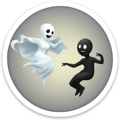 a female ghost and a male ghost dancing as a Ying yang sticker