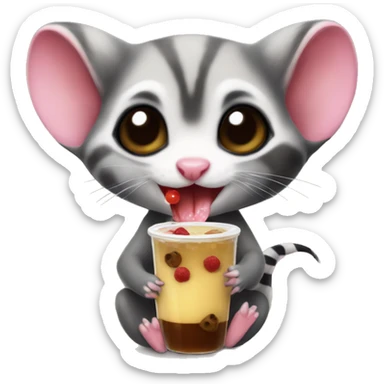 Sugar glider drinking boba sticker
