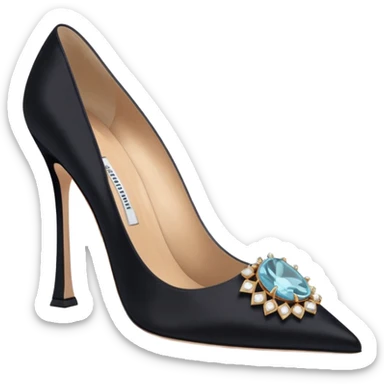 manolo blahink 90's satin pump add the jewelry to the front sticker