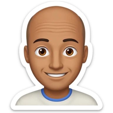 dark tan smiling man with thick eyebrows and balding sparse hair sticker