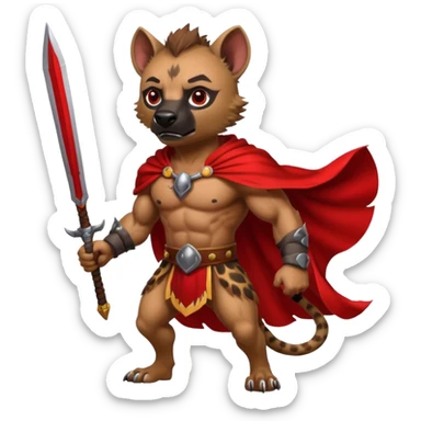 Strong hyena warrior with red cape  sticker
