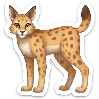 Anthro Beige-Orange-Brown Spotted Fur-Sona-Fakemon Lynx-Caracal Full Body sticker