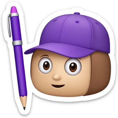 A plastic brown ball cap and the long rectangle purple. (With a pen) And looks like a BFDI style sticker