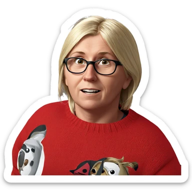 blonde boy in red sweater sticker