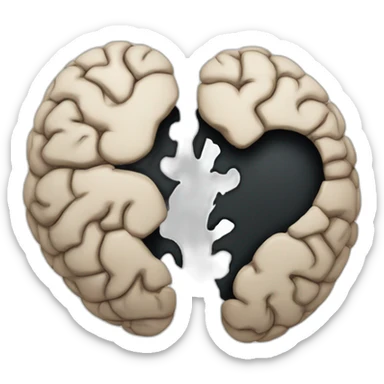 A brain with a black broken heart‌ sticker