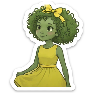 Girl  curly hair  sticker