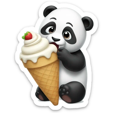 Panda eating ice cream sticker