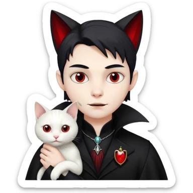 vampire with white cat on shoulder sticker