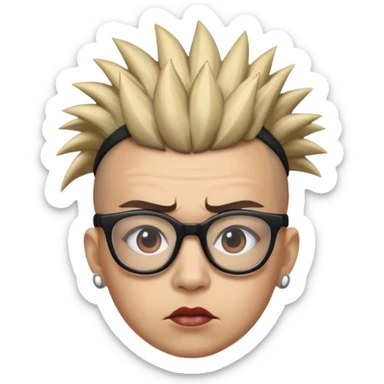 extreme mohawk person face headband glassess excessive makeup sticker