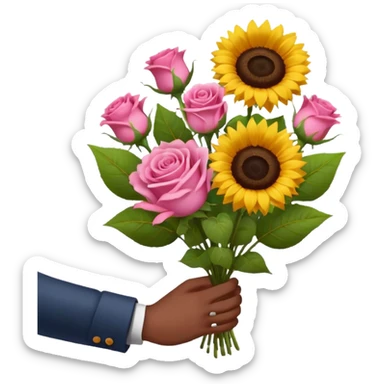 Black Male hand give a bogue of flowers sticker
