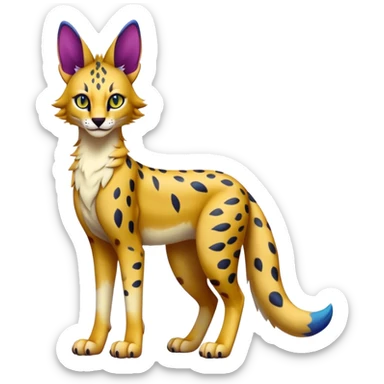 Epic Cute Colorful Dark Sergal-Serval-Vernid full body  sticker