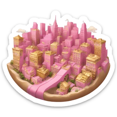 pink and gold city sticker