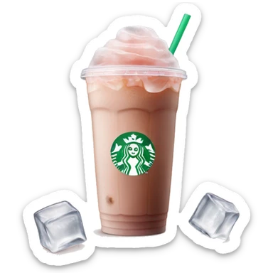 light pink starbucks ice coffee with ice cubes sticker