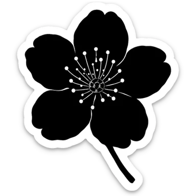 show  one black cherry blossom, remove background sticker