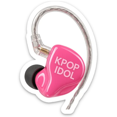pink kpop idol stage earpiece, stylish and glossy sticker