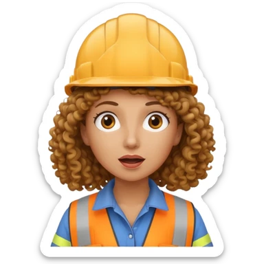 surprised construction worker curly haired woman  sticker