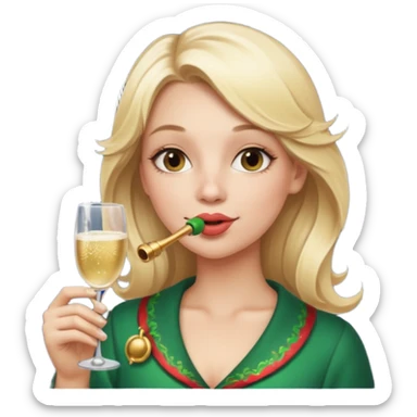 A beautiful girl with blonde hair with a festive pipe in her mouth sticker