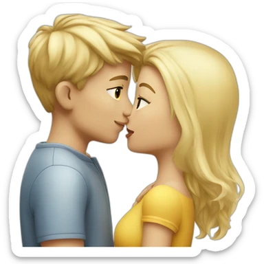 a blonde girl kissing blond europeen boy sticker