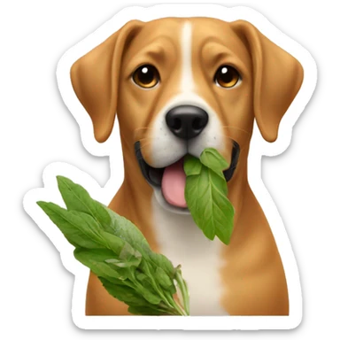 Dog eating herbal medicine  sticker