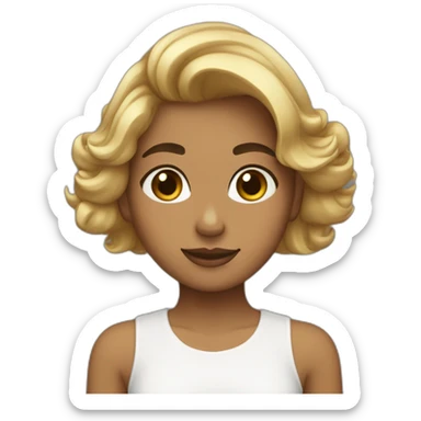 Chica cara hermosa, piel blanca, pelo negro y suelto sticker