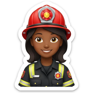 Firefighter girl with Black uniform sticker