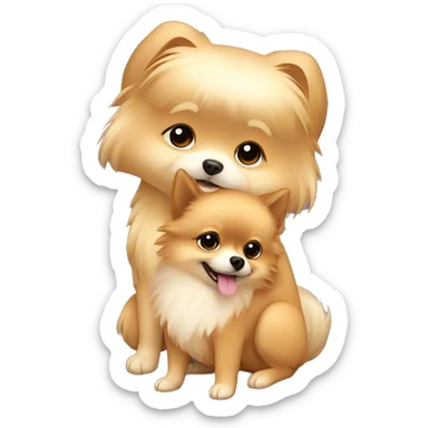 pomeranian hugging light hair girl sticker