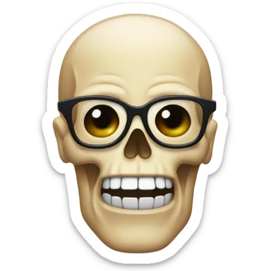 a skull emoji mixed with nerd emoji sticker