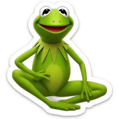 kermit the frog doing the "ah yes" pose sticker