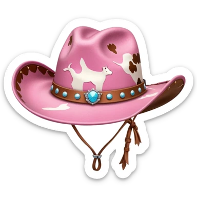 Cow print cowgirl hat sticker
