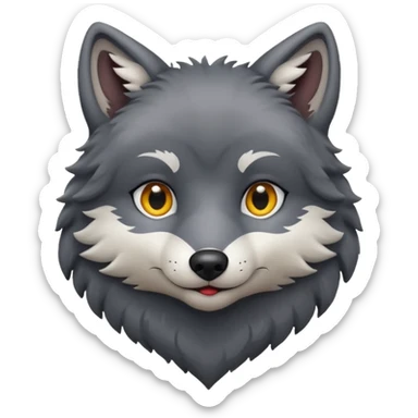 cute dark grey wolf inside heart sticker