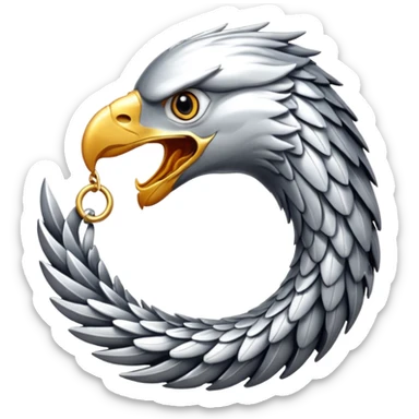 Silver Elder Scrolls Online eagle eating its tail Ouroboro sticker