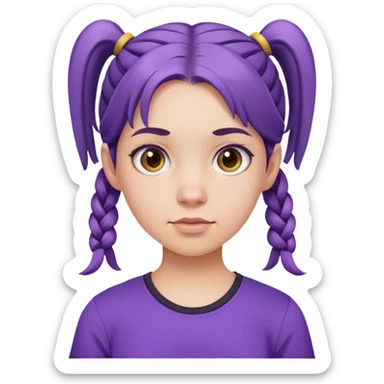 simple girl avatar with pigtails and purple shirt sticker