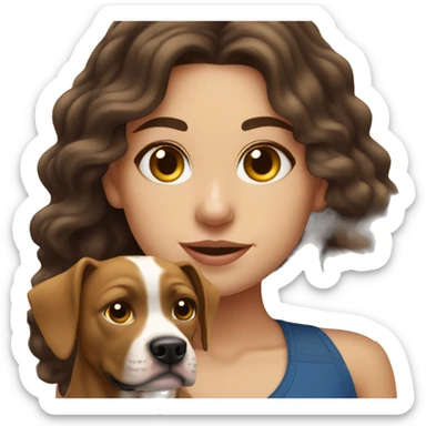 Brunette wavy hair girl with pit bull dog in Ames sticker